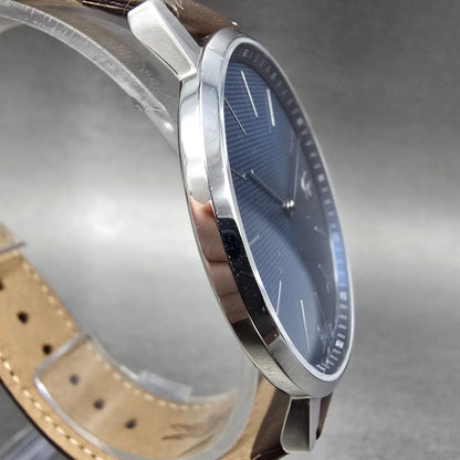 Lacoste Watch Men 41mm Blue Dial Silver Tone Round Leather Band New Battery3
