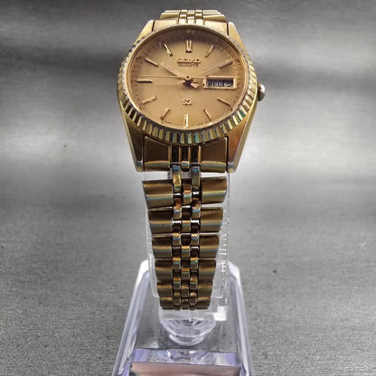 Seiko SQ Watch Women 25mm Gold Dial Gold Tone Daydate Round 3Y03-0169 New Batt5