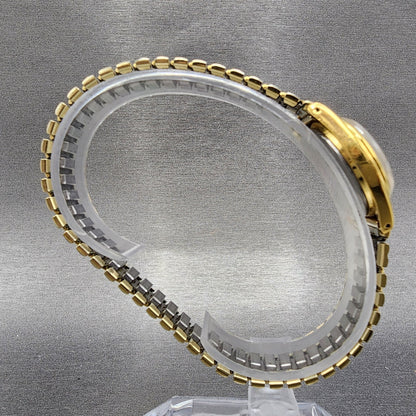 Seiko SQ Watch Women 24mm White Dial Gold Tone Daydate Round 7N83-6A09 New Batt