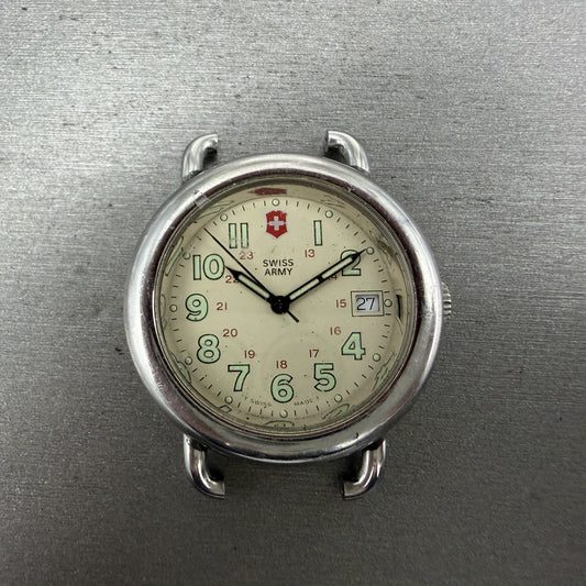 Victorinox Swiss Army Calvary Watch Men 37mm Cream Dial Silver Tone Date PARTS0