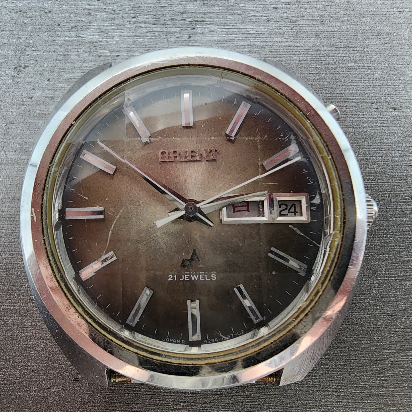 Orient Chrono Ace Automatic Watch Men 37mm Brown Dial Silver Tone Runs READ!!!!1