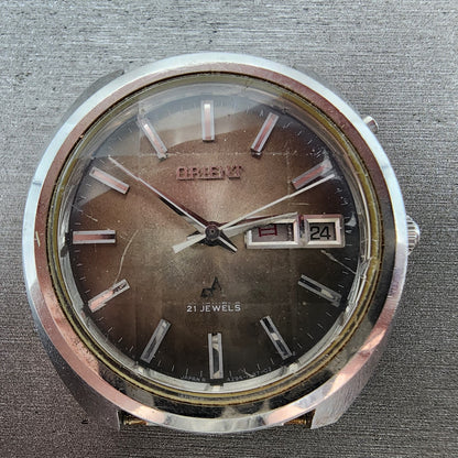 Orient Chrono Ace Automatic Watch Men 37mm Brown Dial Silver Tone Runs READ!!!!1