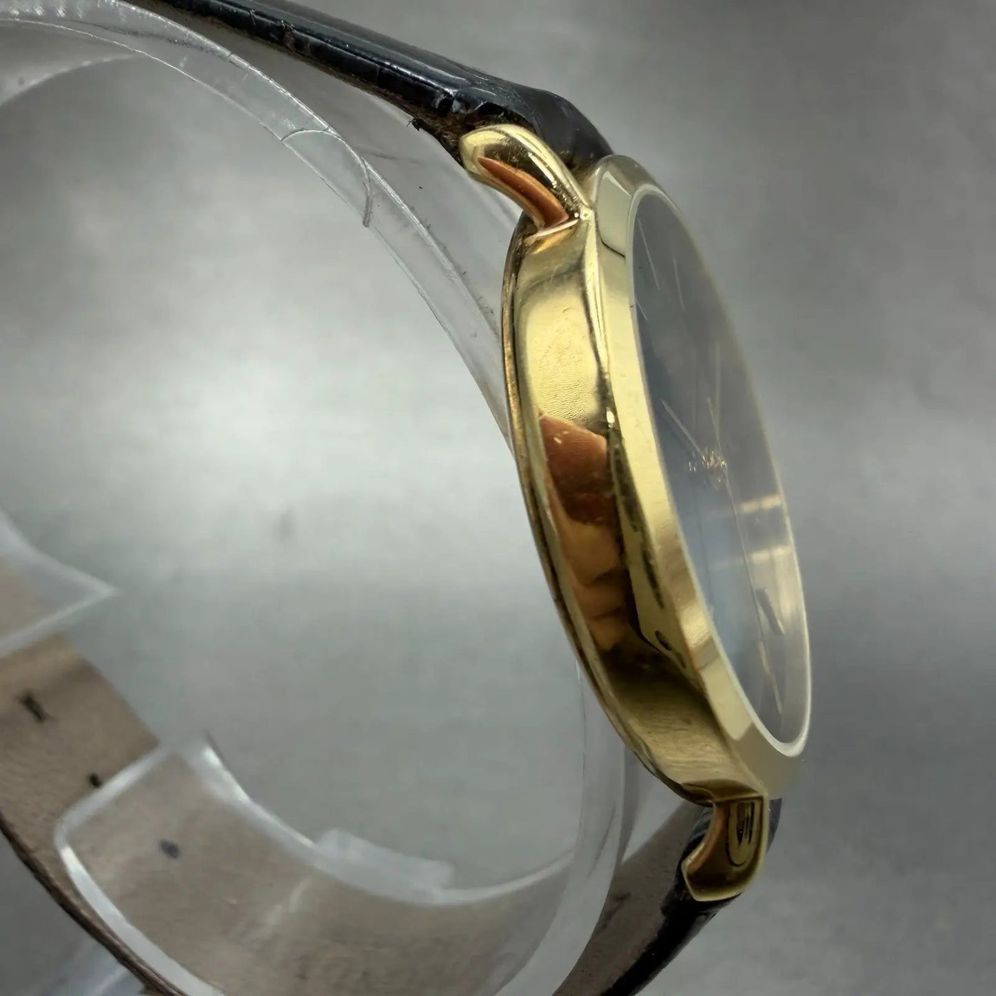 Raymond Weil Watch Men 31mm Black Dial Gold Plated Date Round 5507 New Battery3