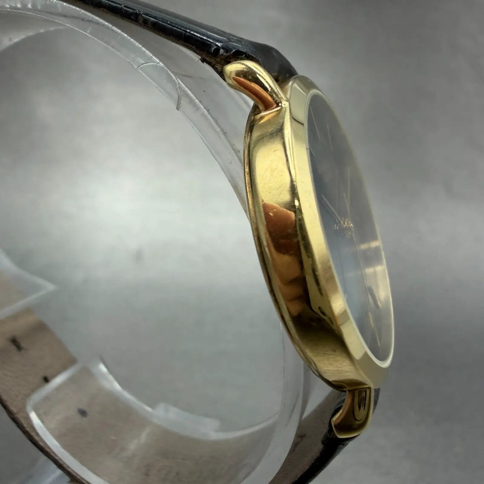 Raymond Weil Watch Men 31mm Black Dial Gold Plated Date Round 5507 New Battery3