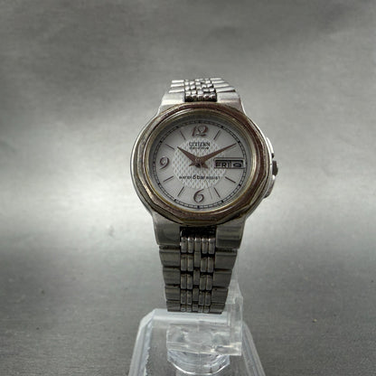 Citizen Eco-Drive Watch Women 26mm Gray Dial Steel Daydate E000-K003342 Runs5