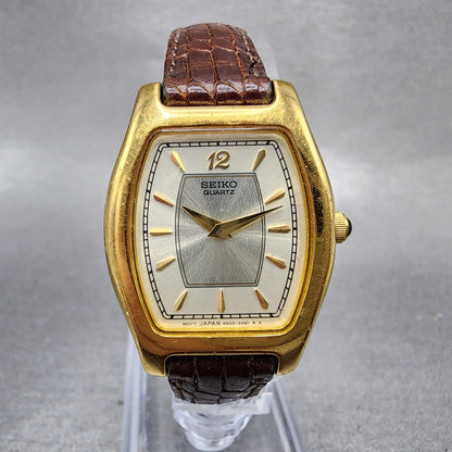 Seiko Watch Women 25mm White Dial Gold Tone Tonneau 4n006451 New Battery0