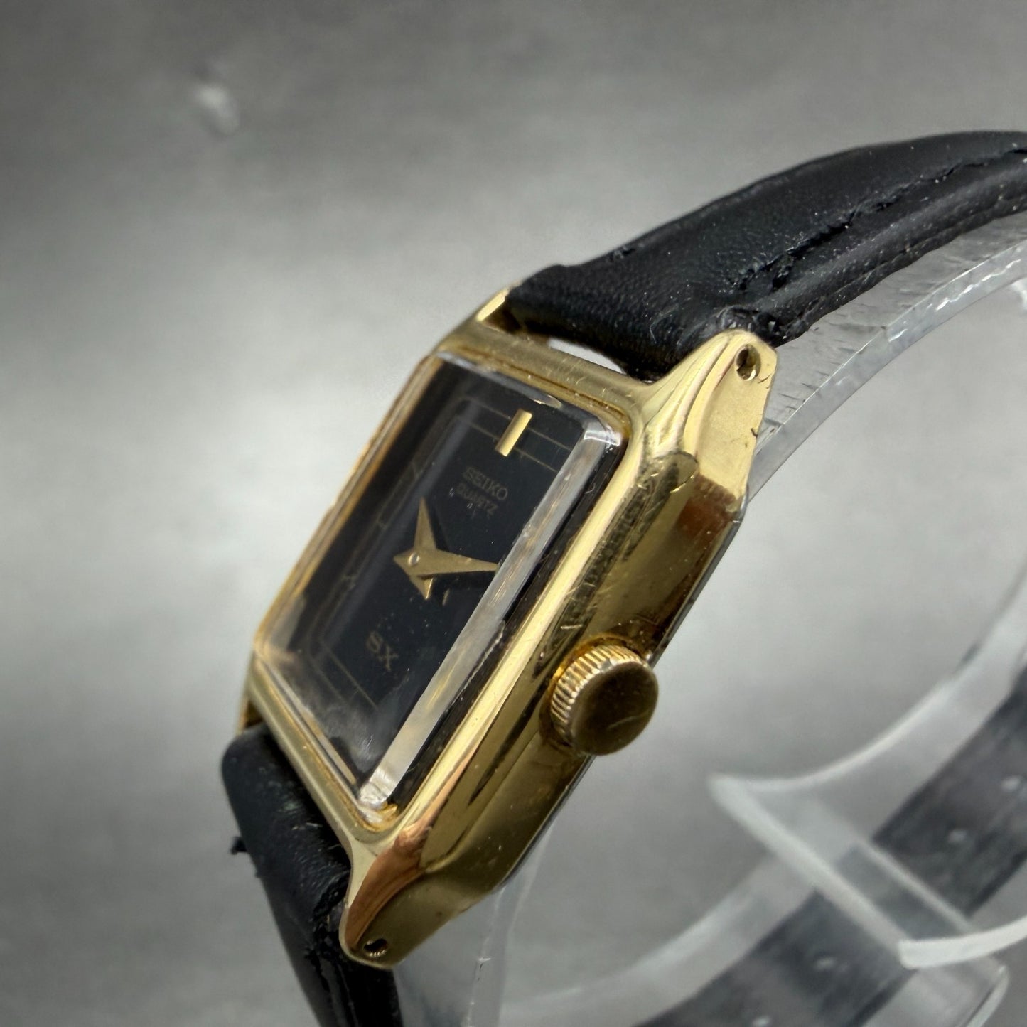 Seiko Watch Women 17mm Black Dial Gold Tone Octagon 2B20-5000 New Battery2