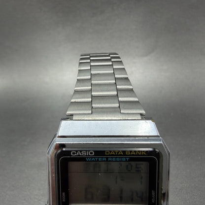 Casio Data Bank DB-300 Watch Men 32mm Digital Silver Tone Alarm Chrono New Batt4