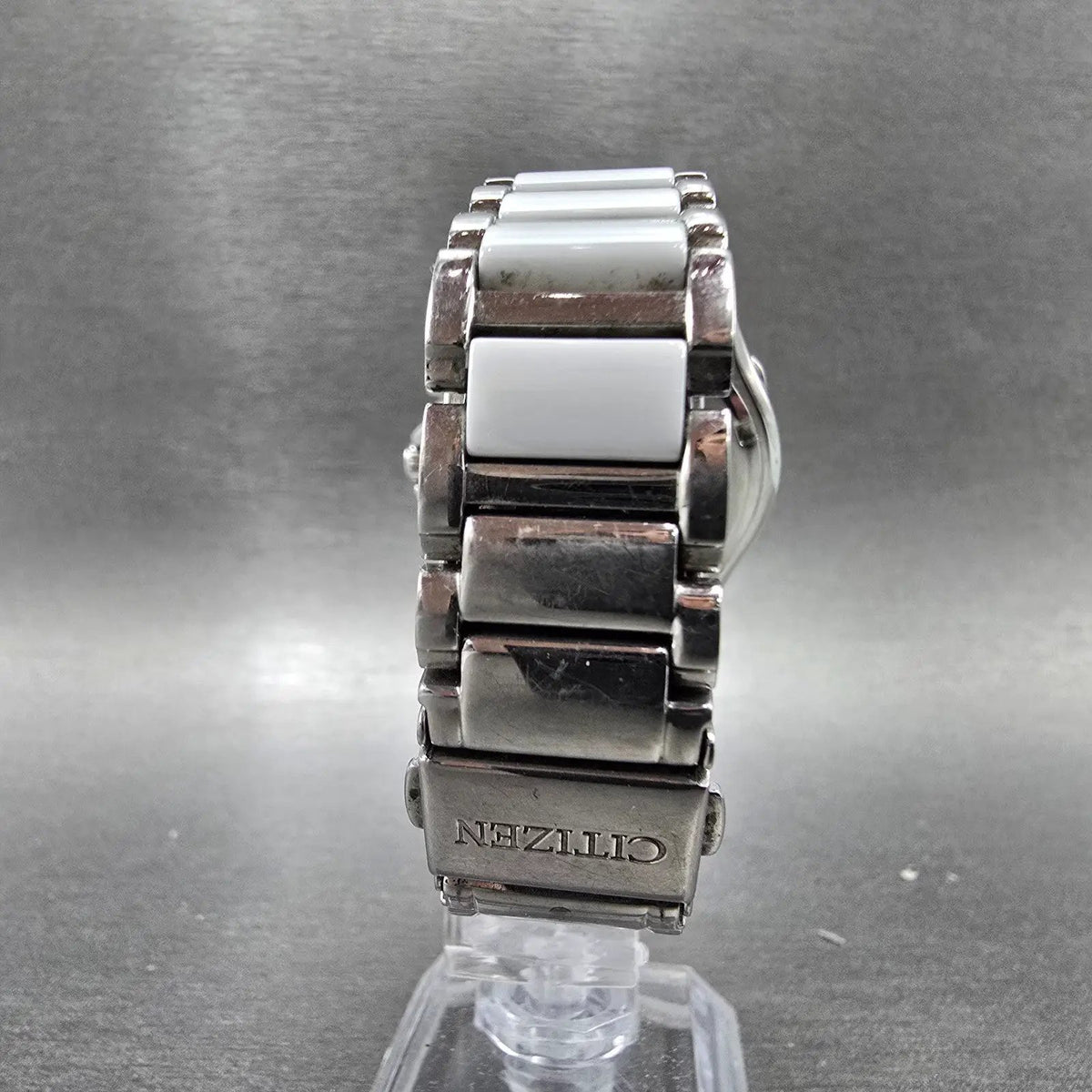 Citizen Eco-Drive Chronograph Watch Women 39mm White Dial Steel Diamonds Runs7