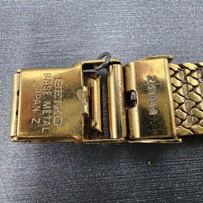 Seiko Tank Watch Women 15mm Gold Dial Gold Tone Rectangle 1F205A89 New Batt9