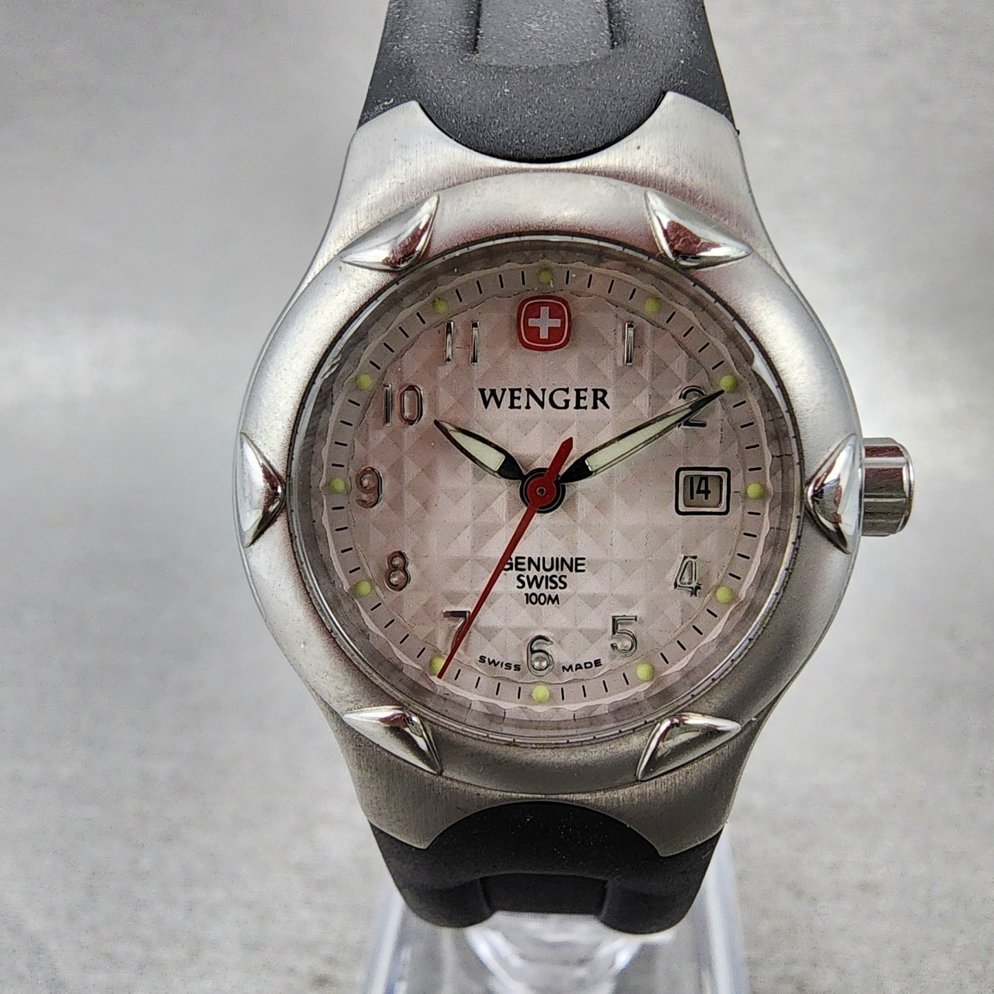 Wenger Dive Watch Women 28mm White Dial Steel Date Round 250.0492 New Battery1