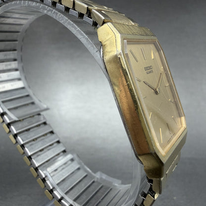 Seiko Tank Watch Men 25mm Champagne Dial Gold Tone 6530-5790 New Battery3