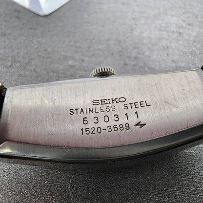 Seiko Watch Women 15mm Blue Dial Steel Oval Manual Wind 1520-3689 Runs