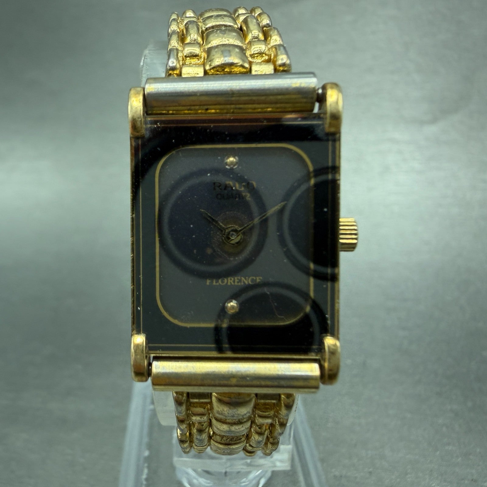 Rado Florence Tank Watch Women 17mm Black Dial Gold Tone 135.3156.2 PARTS0