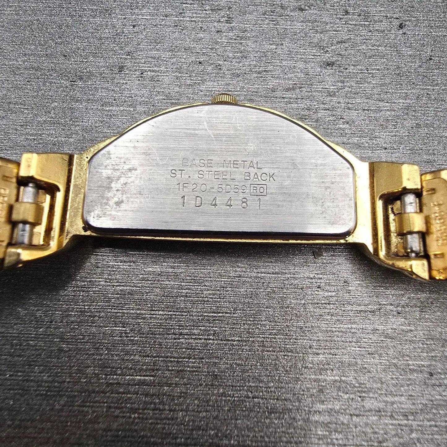 Seiko Halfmoon Watch Women 14mm Gold Dial Gold Tone Asymmetrical New Battery NEW10
