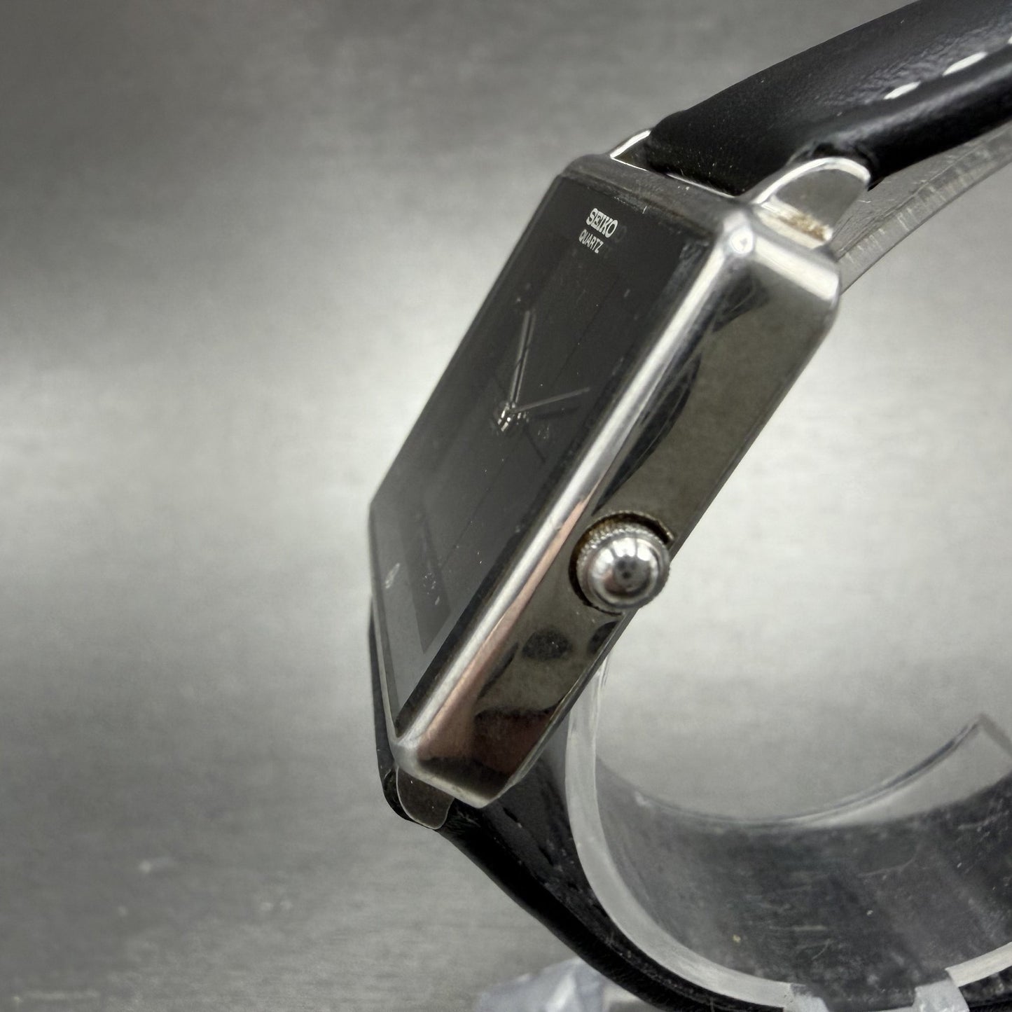 Seiko Watch Men 28mm Black Dial Silver Tone Square Vintage 7820-5410 New Battery2