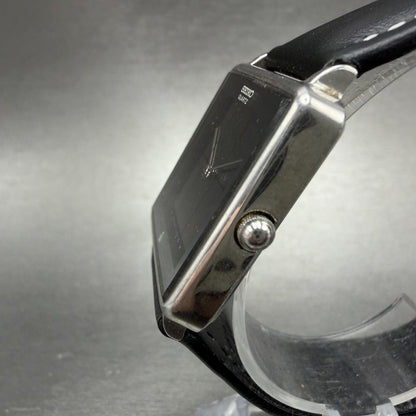 Seiko Watch Men 28mm Black Dial Silver Tone Square Vintage 7820-5410 New Battery2