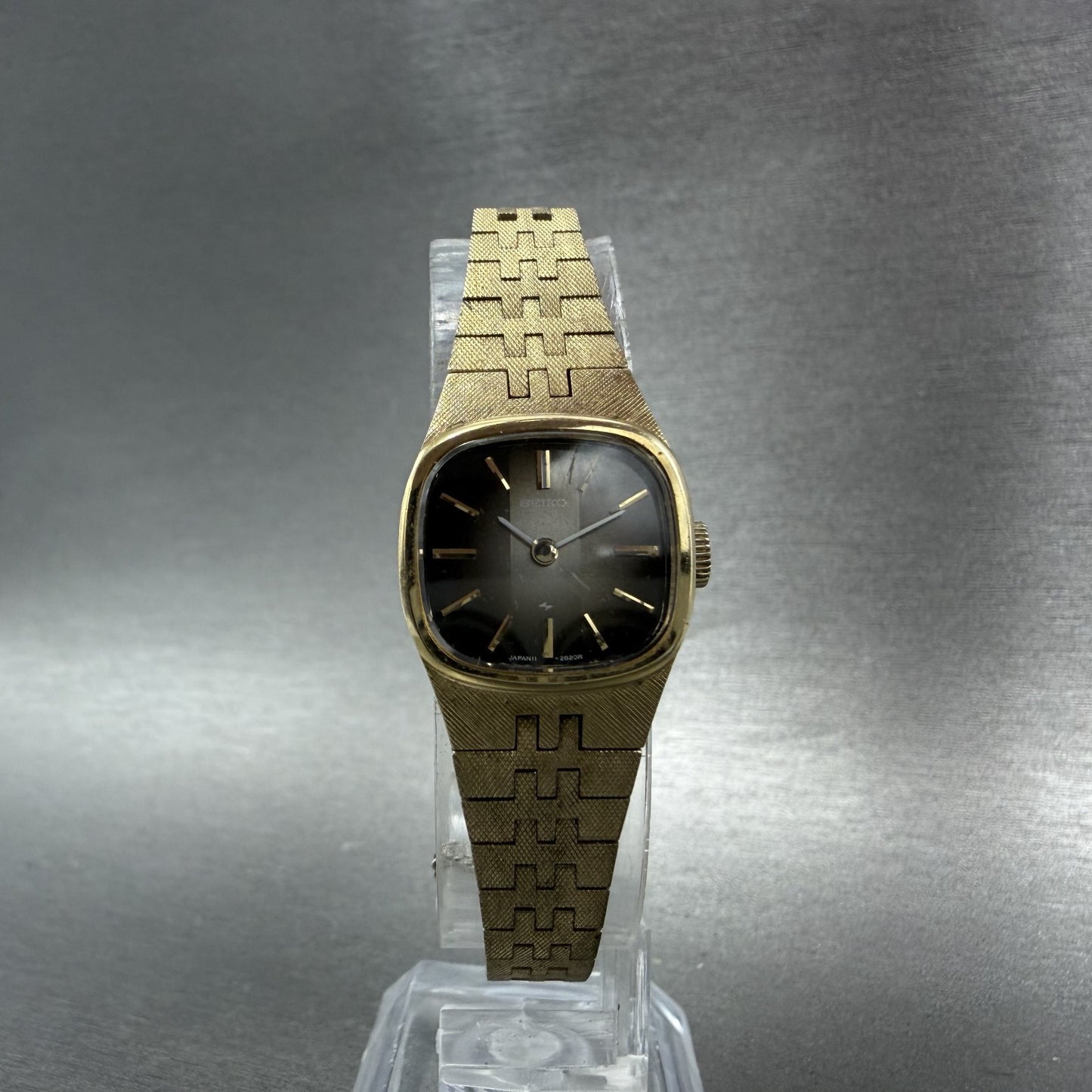 Seiko Watch Women 19mm Brown Dial Gold Tone Rectangle Manual Wind Runs 11-39495