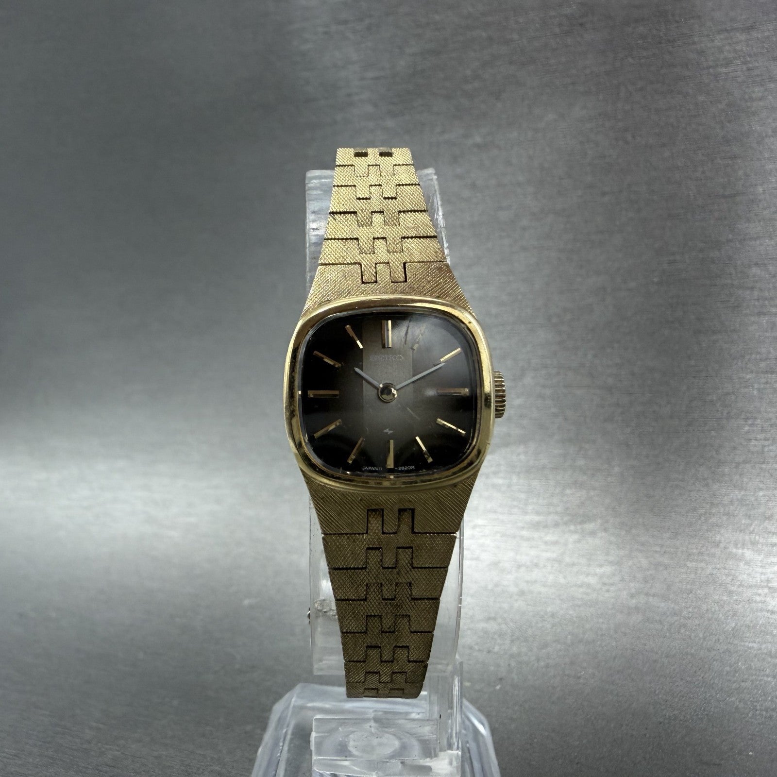 Seiko Watch Women 19mm Brown Dial Gold Tone Rectangle Manual Wind Runs 11-39495
