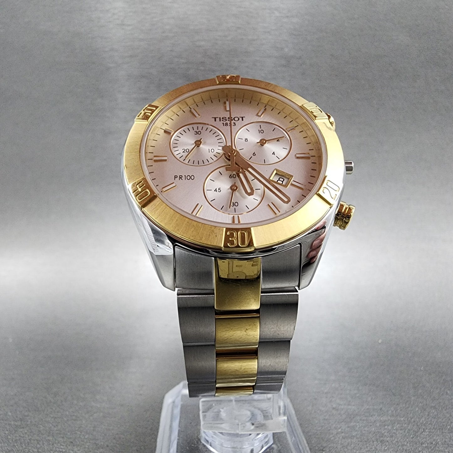 Tissot PR100 Chronograph Watch Women Silver Dial TwoTone T101.917.22.031.00 PART6