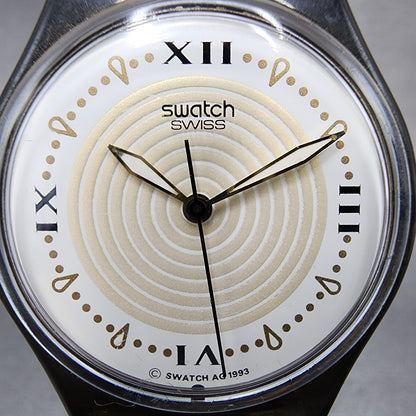 Swatch Big Rock Watch Men 34mm White Dial Black Tone Round GM126 New Battery1