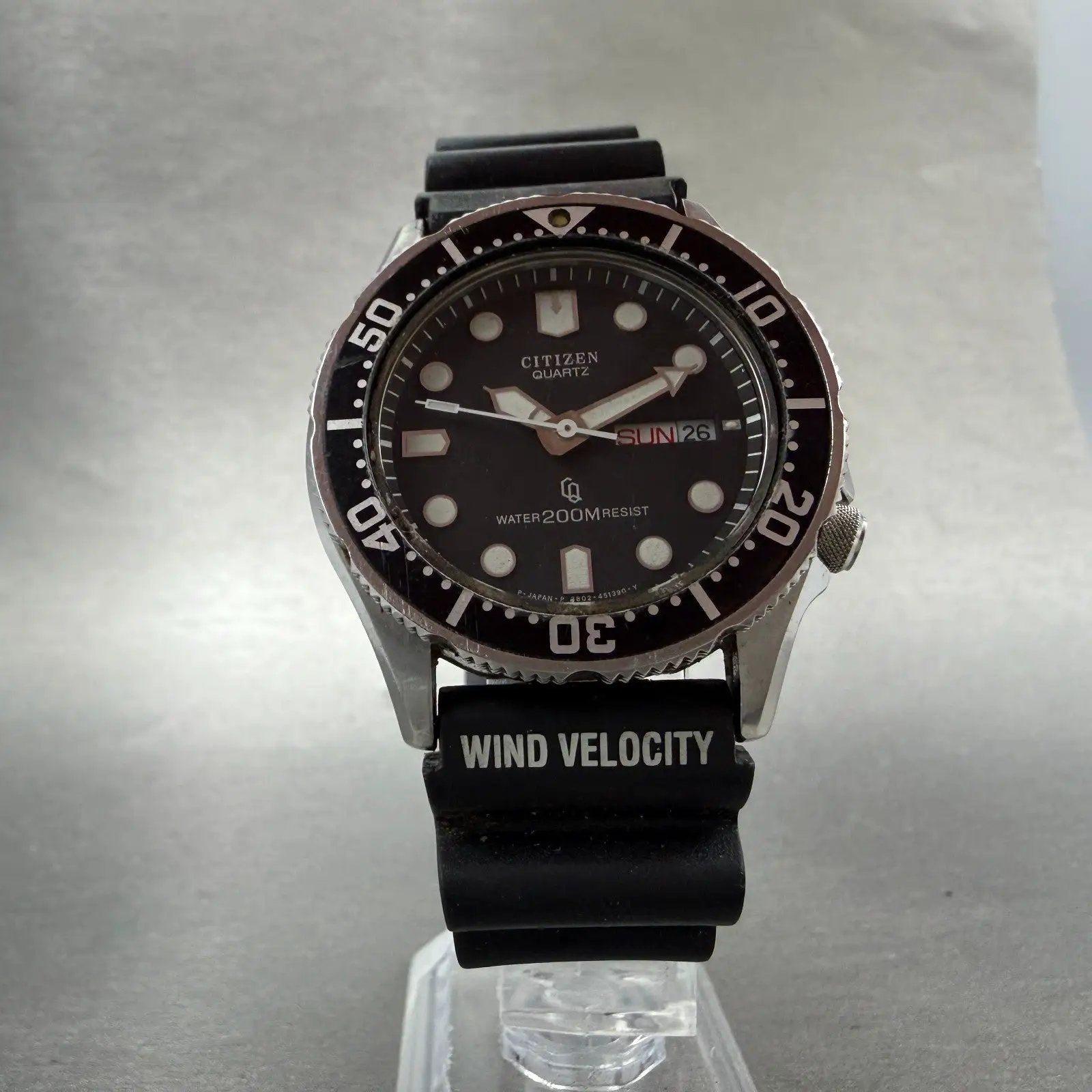 Citizen CQ Dive Watch Men 38mm Black Dial Steel Daydate 3802-450868 New Battey5