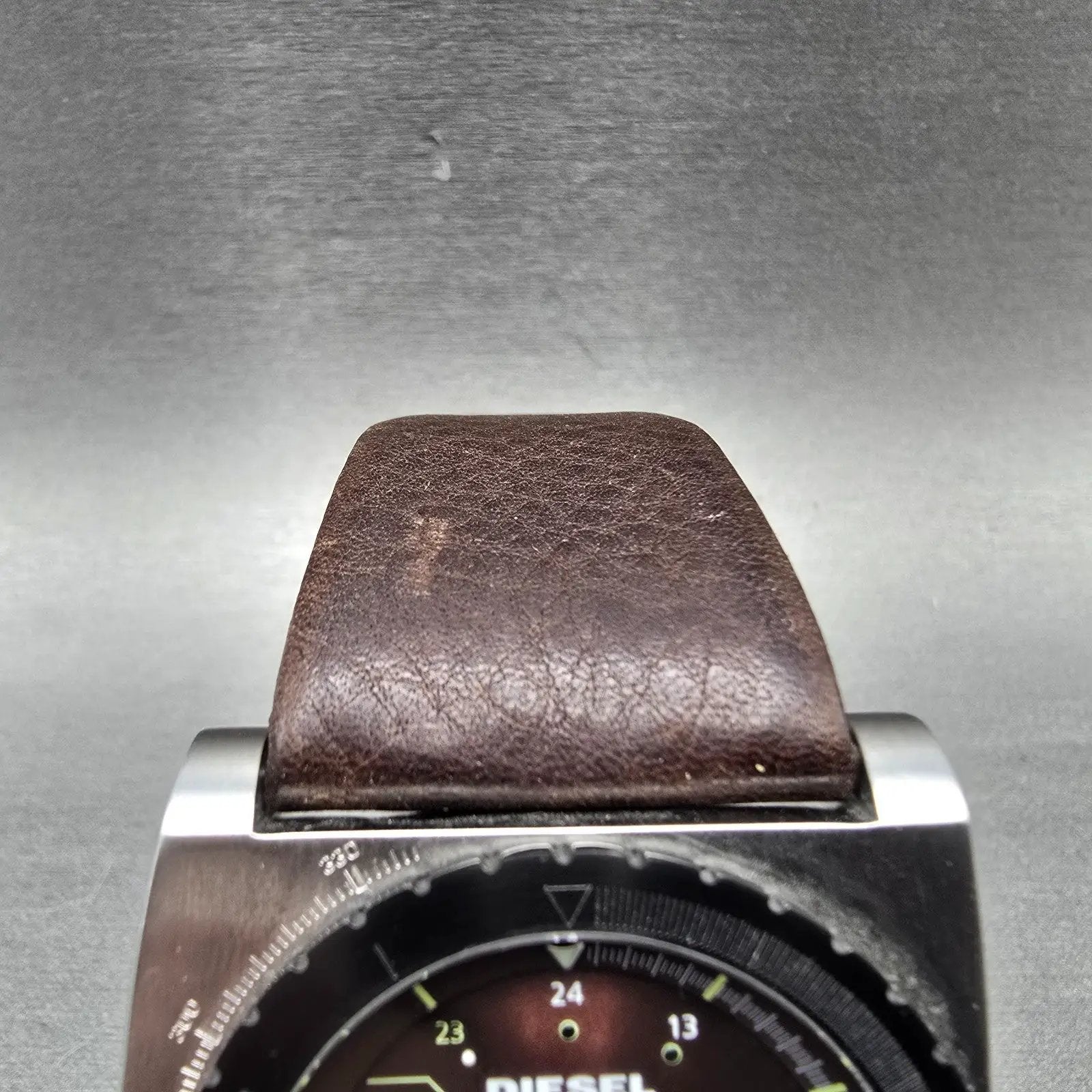 Diesel Watch Men 43mm Brown Dial Silver Tone Date Rectangle DZ-1160 New Battery4