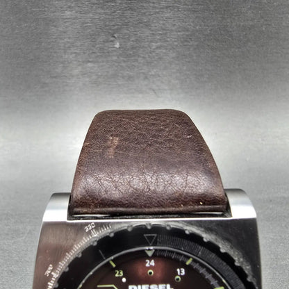 Diesel Watch Men 43mm Brown Dial Silver Tone Date Rectangle DZ-1160 New Battery4