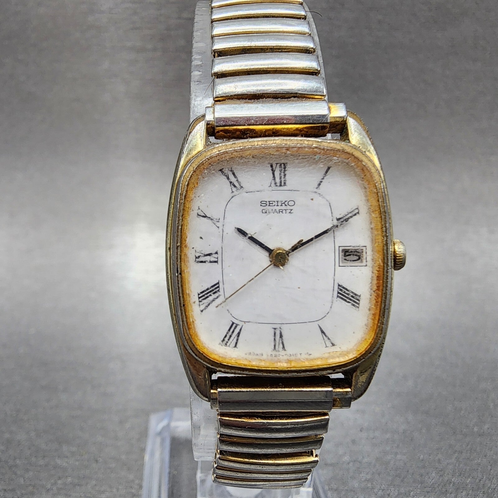 Seiko Watch Women 21mm White Dial Gold Tone Date 2a225080 New Battery READ!!!!!0