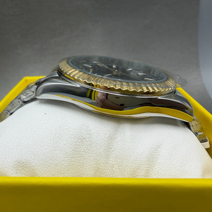 Invicta Specialty Watch Men 41mm Black Dial Two Tone Round Fluted Bezel 690113
