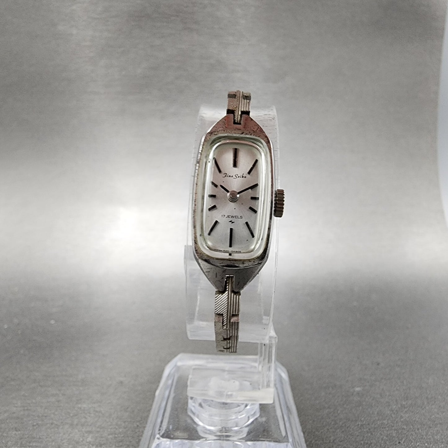 Fine Seiko Watch Women 13mm Silver Dial Gold Plated Rectangle Manual Wind Runs5