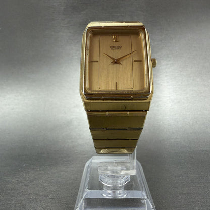 Seiko Tank Watch Men 27mm Champagne Dial Gold Tone 7430-5100 New Battery5