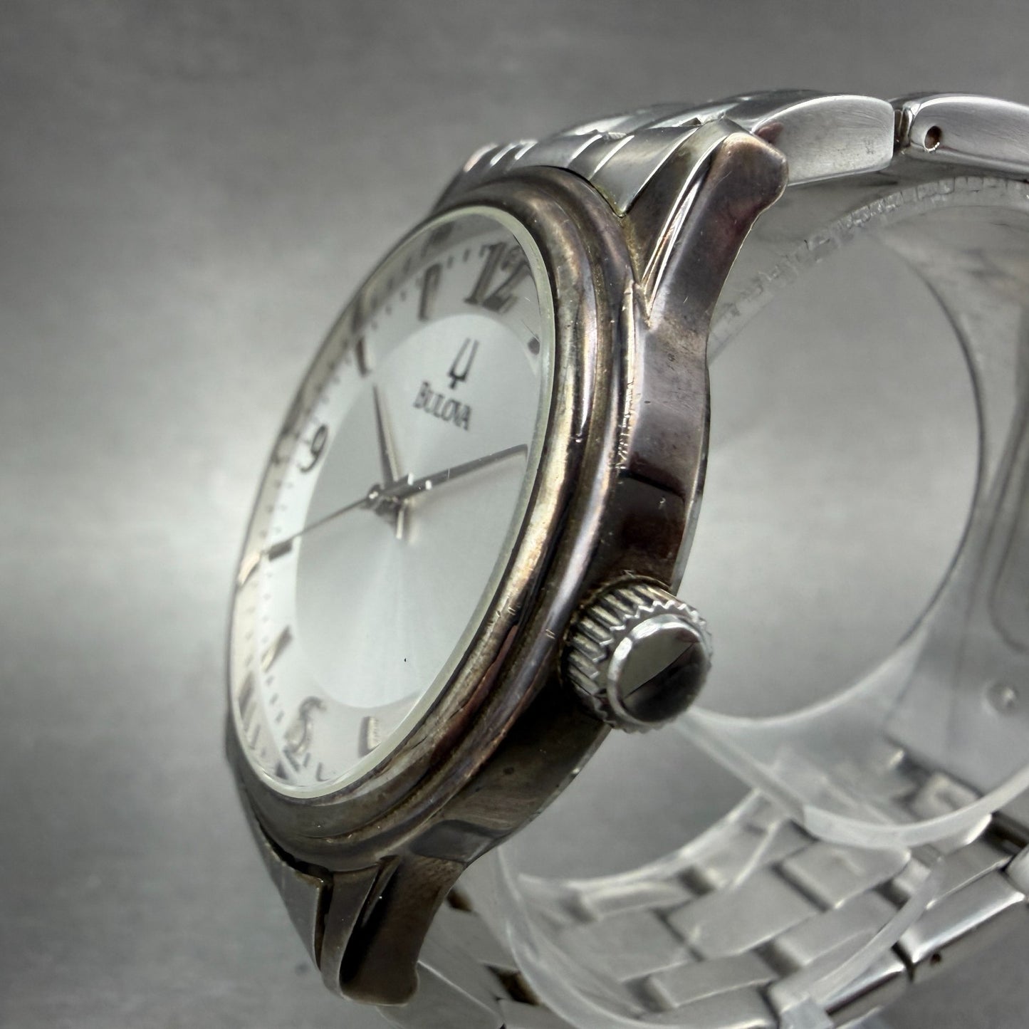 Bulova Watch Men 38mm Silver Dial Silver Tone Round 96A000 New Battery2