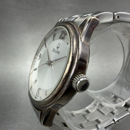 Bulova Watch Men 38mm Silver Dial Silver Tone Round 96A000 New Battery2
