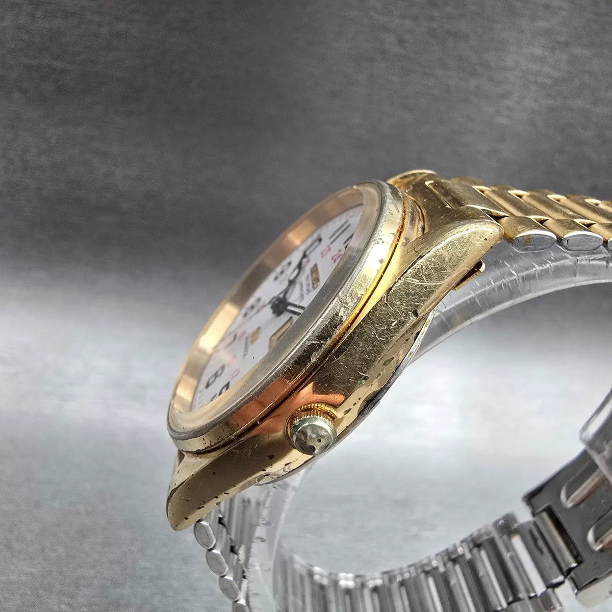 Seiko SQ Railroad Approved Watch Men 34mm White Dial Daydate 8223-8049 New BattK2