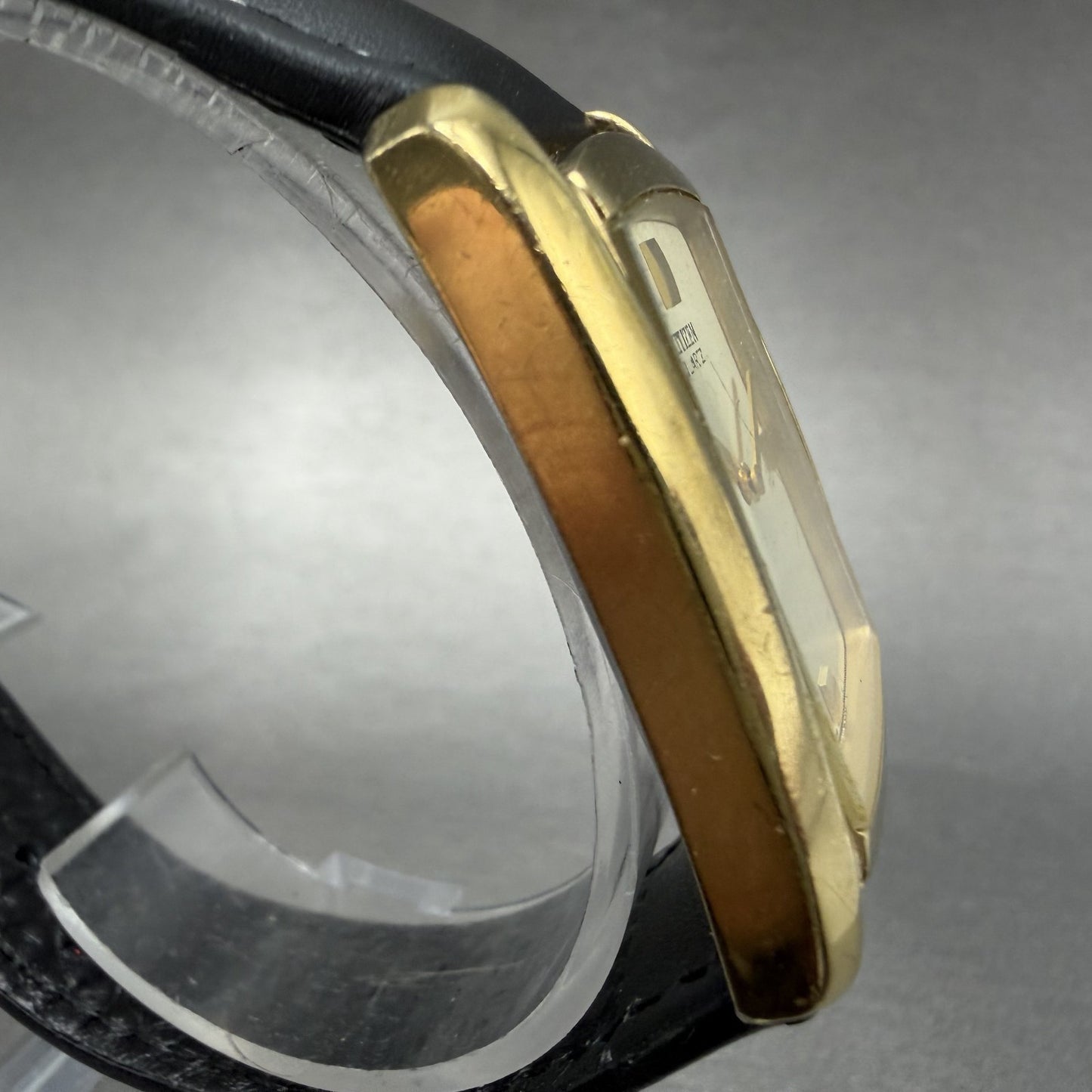 Citizen Tank Watch Men 26mm Gold Dial Gold Tone 1022-S76922 Rectangle New Batt3