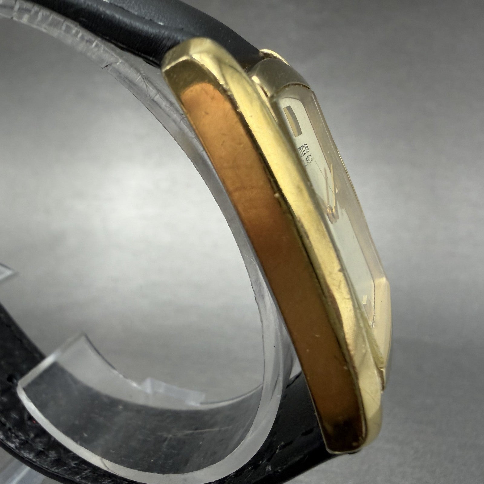 Citizen Tank Watch Men 26mm Gold Dial Gold Tone 1022-S76922 Rectangle New Batt3