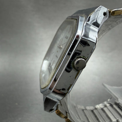 Seiko ALBA Watch Men 32mm Silver Dial Two Tone Analog Digital Alarm Chron NewBat2