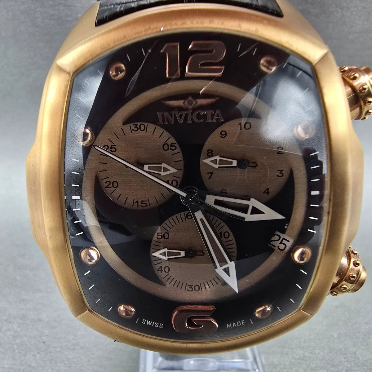 Invicta Lupah Chronograph Watch Men 47mm Back Dial Rose Gold 6736 READ! New Batt1