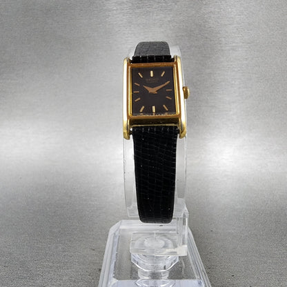Seiko Tank Watch Women 14mm Black Dial Gold Tone Rectangle 1F205A69 New Battery5