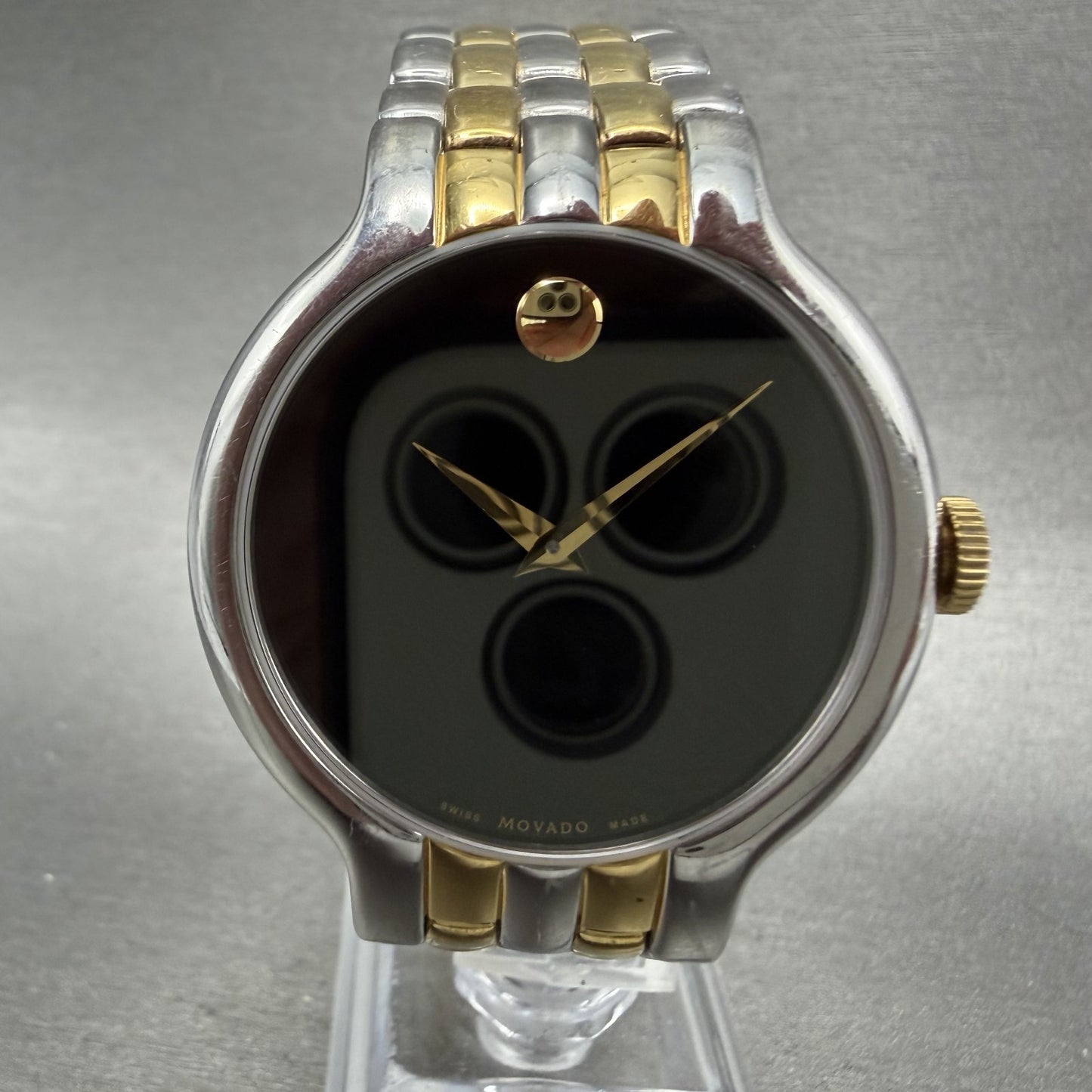 Movado Veturi Watch Men 38mm Black Dial Two Tone Round 0606932 New Battery1