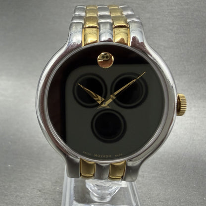 Movado Veturi Watch Men 38mm Black Dial Two Tone Round 0606932 New Battery1
