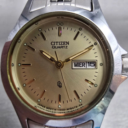 Citizen CQ Watch Women 27mm Champagne Dial Silver Tone 1002-B00632 New Battery1