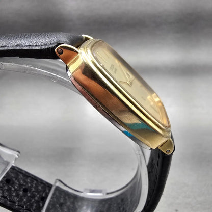 Citizen CQ Watch Men 30mm Champagne Dial Gold Tone Date 4-211600 New Battery VTG3
