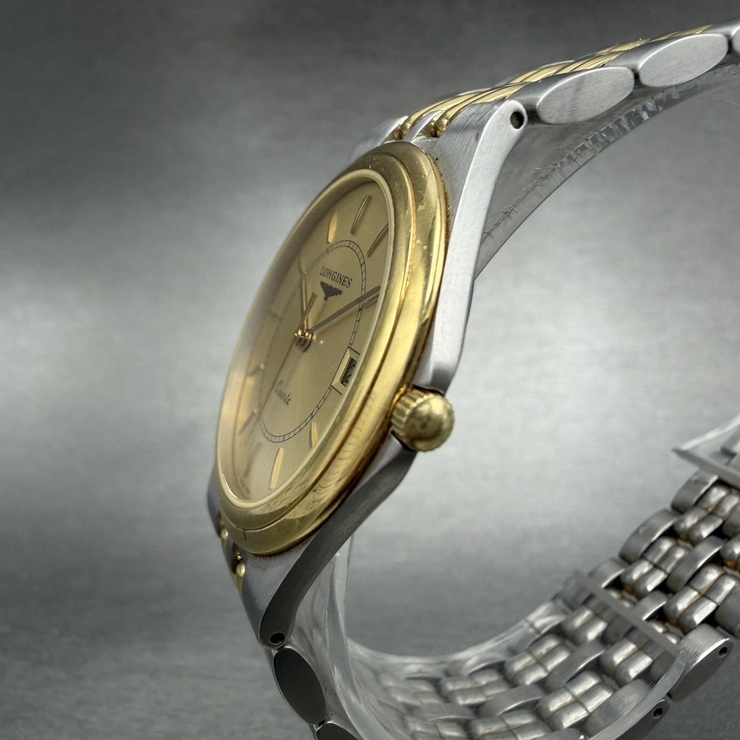 Longines Master Piece Watch Men 32 Gold Dial Two Tone Date Round 7283 New batt2