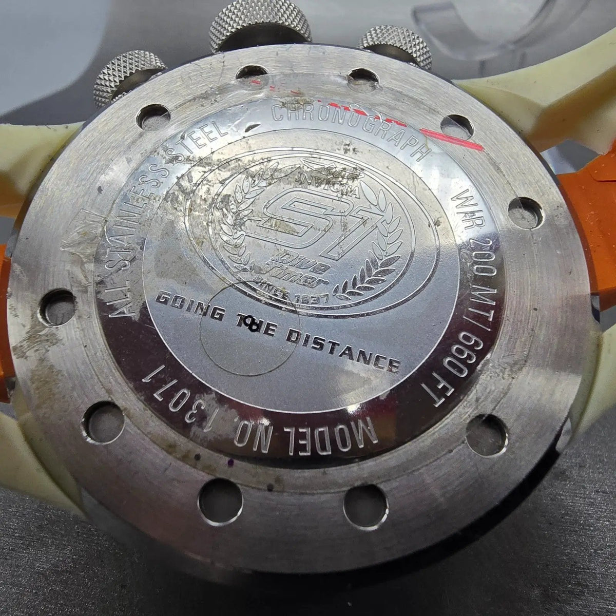 Invicta S1 Rally Chronograph Watch Men White Dial Orange Date Round READ!!! 307110