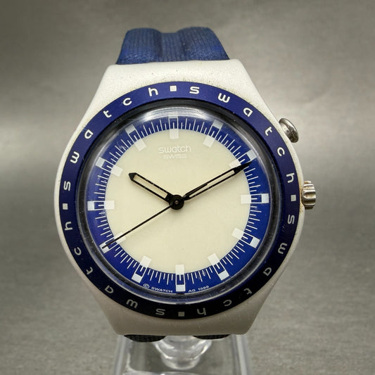 Swatch irony Blue Daemon Watch Unisex 38mm Blue Dial Silver READ!!! NewBat0