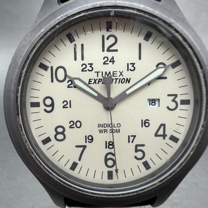 Timex Expedition Scout Watch Men 43mm White Dial Steel Date T49963 New Battery1