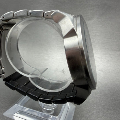 Diesel Double Down Watch Men 46mm Black Silver Round DZ-1679 New Battery4
