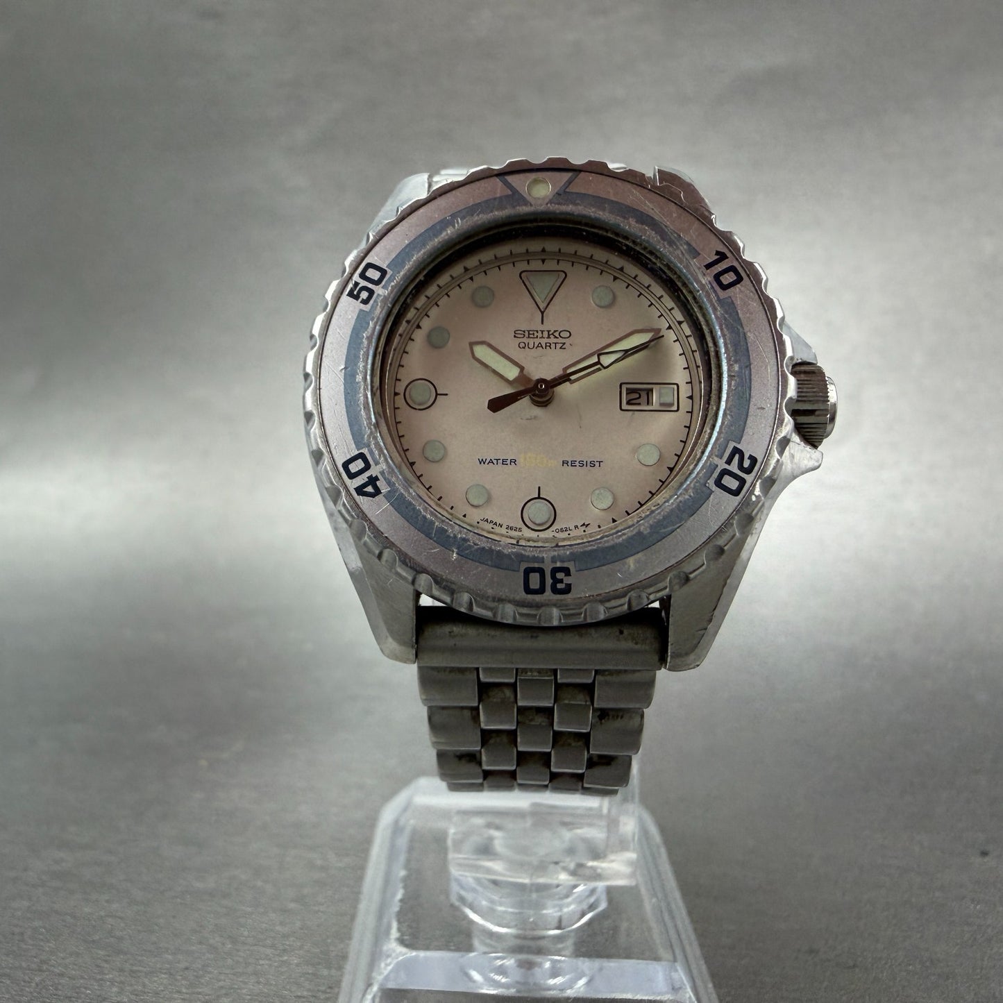 Seiko Dive Watch Women 34mm White Dial Silver Tone Date 2625-0170 New Battery5